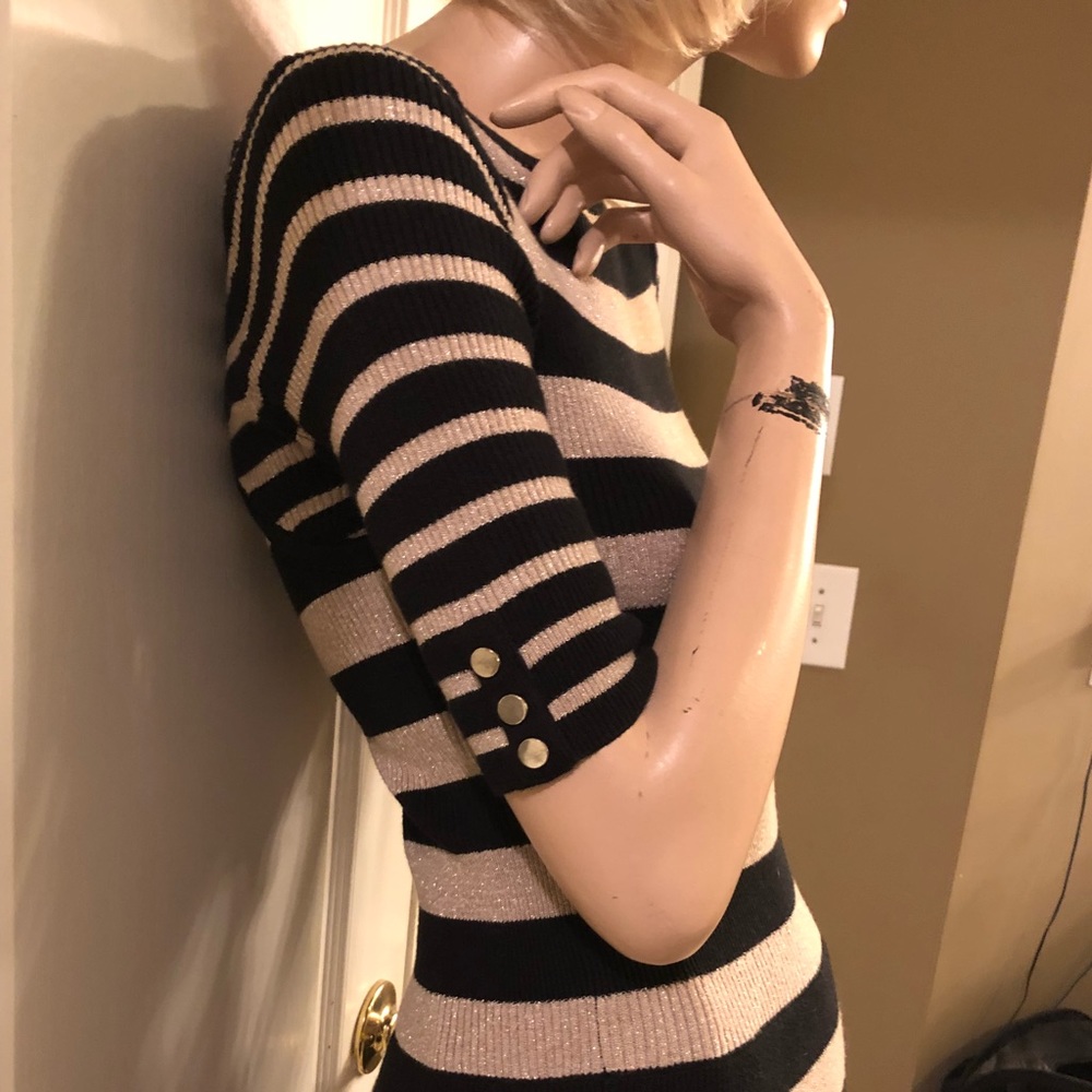 WHBM Gold & Blk Peplum Sweater